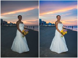 wedding, virginia, beach, sunset